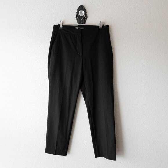 Zara Pants Womens Sz 6 Black Dress Slacks Cropped Slim Leg Sleek Minimalist - Picture 1 of 5